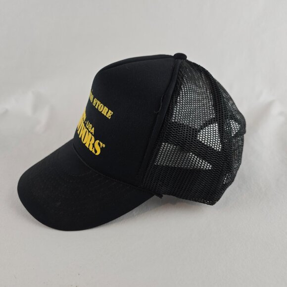 Vintage Foam Trucker Hat Mens Snapback Black Herman-USA Survivors Tall Pines - Picture 5 of 10